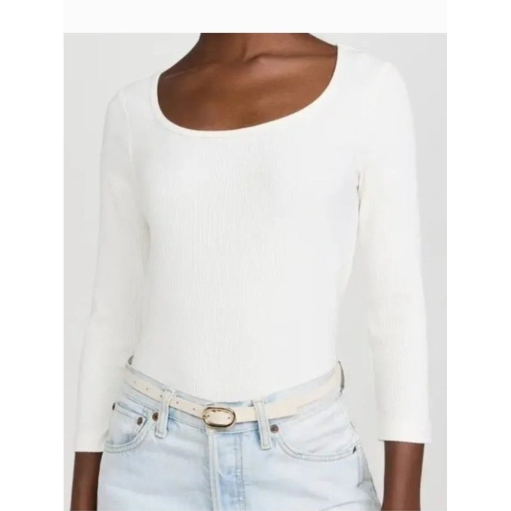 SPANX Small Powder Ribbed Long Sleeve Shapewear Tee Minimalist‎ Layering Neutral